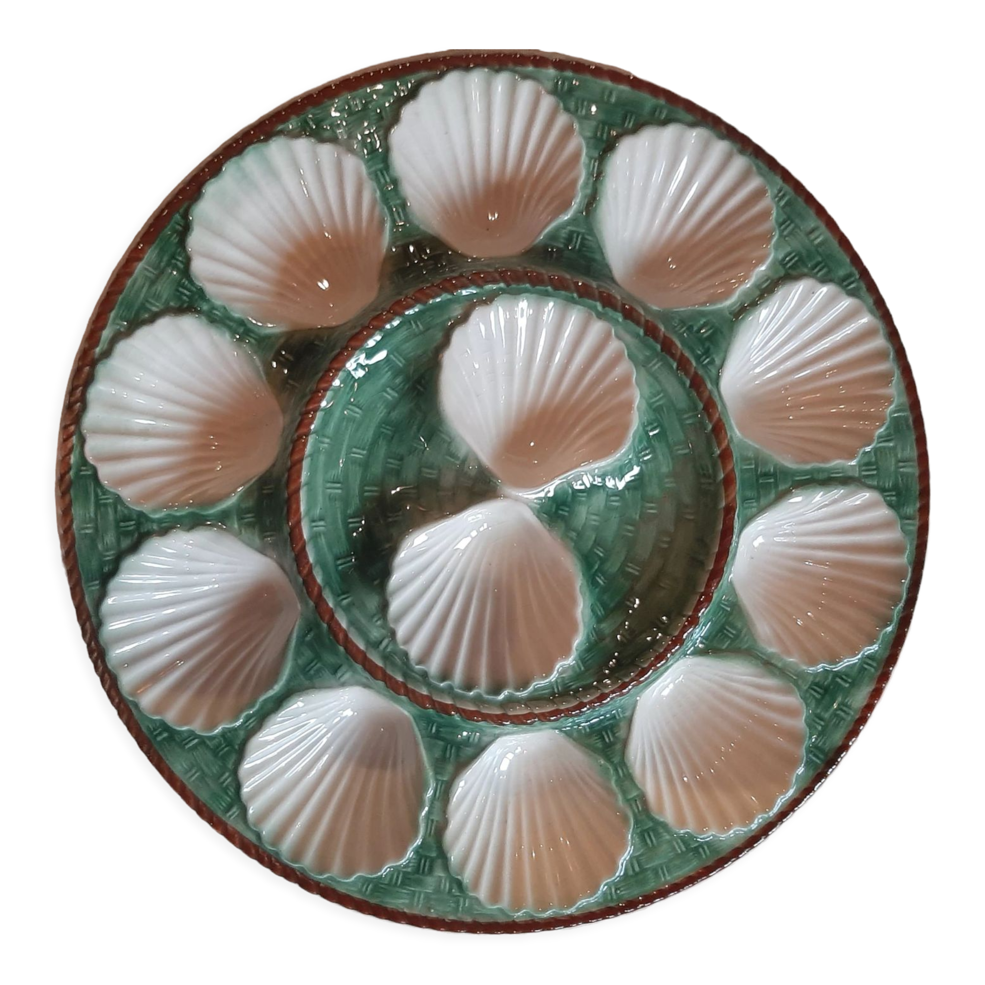 Vintage Oyster Flat / majolica Oysters flat Longchamp