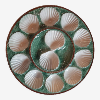 Plat à huitres, majolica Oysters plate Longchamp