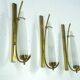 Set of three sconces in brass and triplex opaline glass. Italy 1950s
