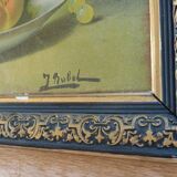 Oil on canvas still life with fruit by J. Rubel