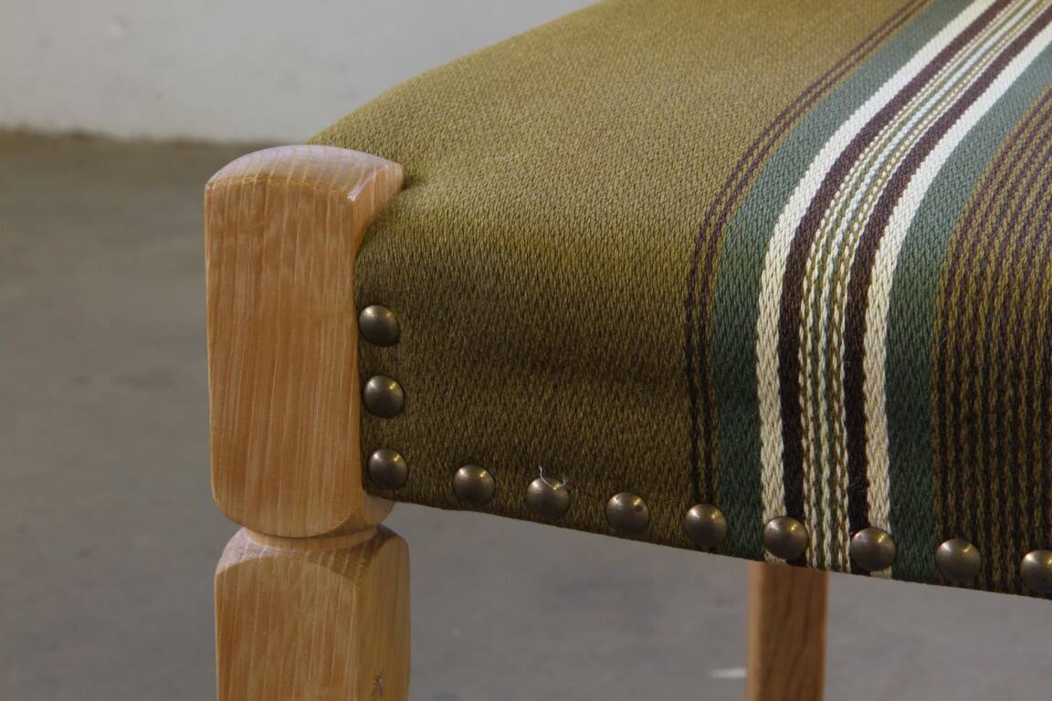 Vintage 1960s, brutalist Danish modern oak dining chairs by Henning Kjærnulf