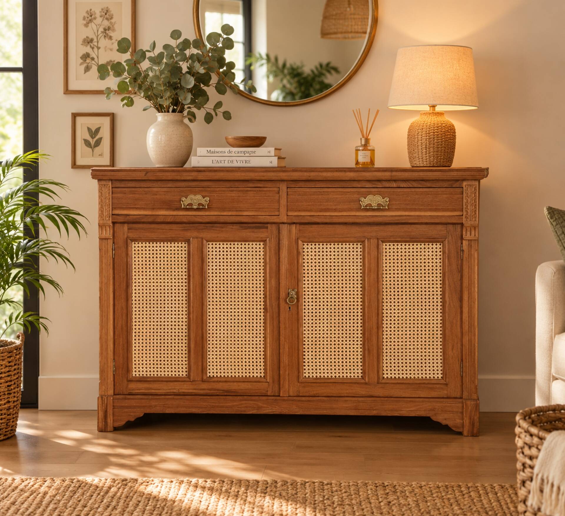 Buffet portes en cannage