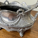 Pair of Louis XV rocaille style silver metal table planters