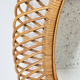 Oval rattan mirror attributed to franco albini - 1960's