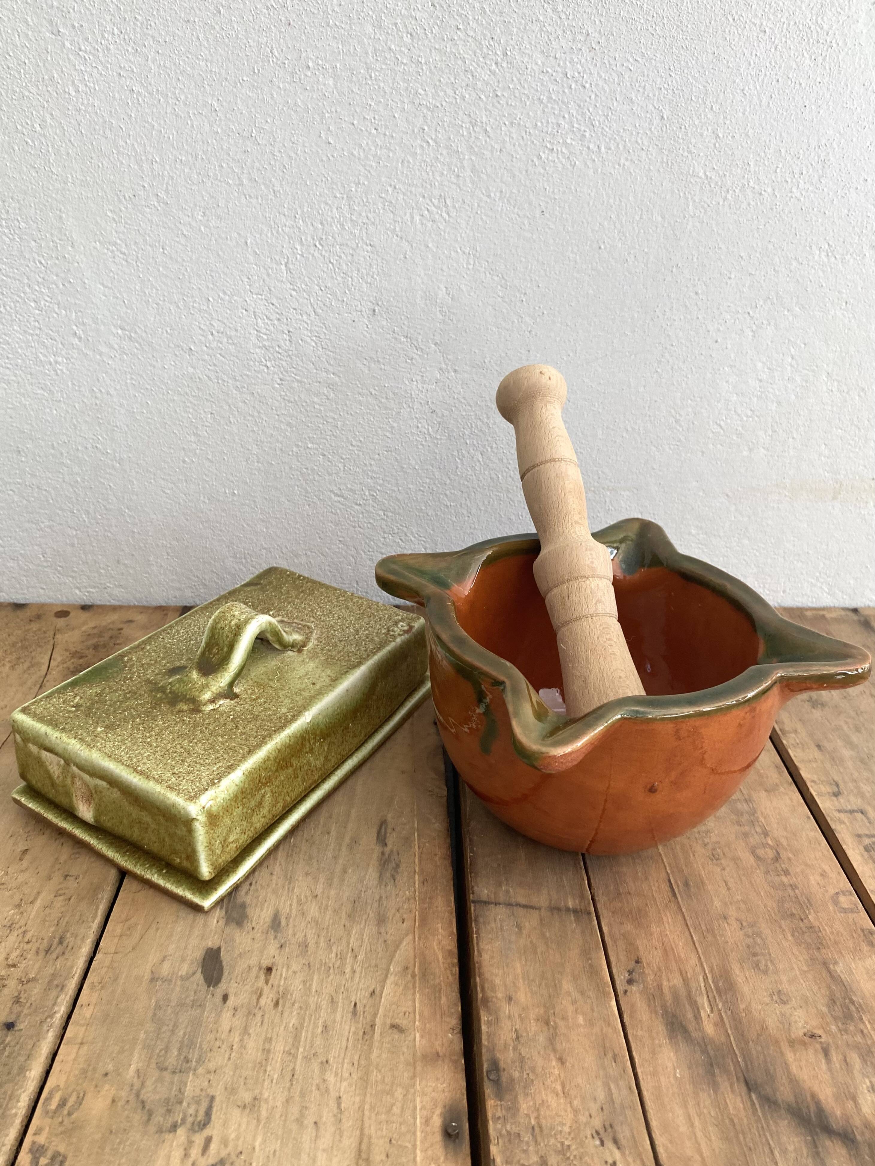 Glazed ceramic butter dish