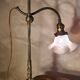antique Art Nouveau lamp from 1890 to 1910 with blue opalescent lace glass
