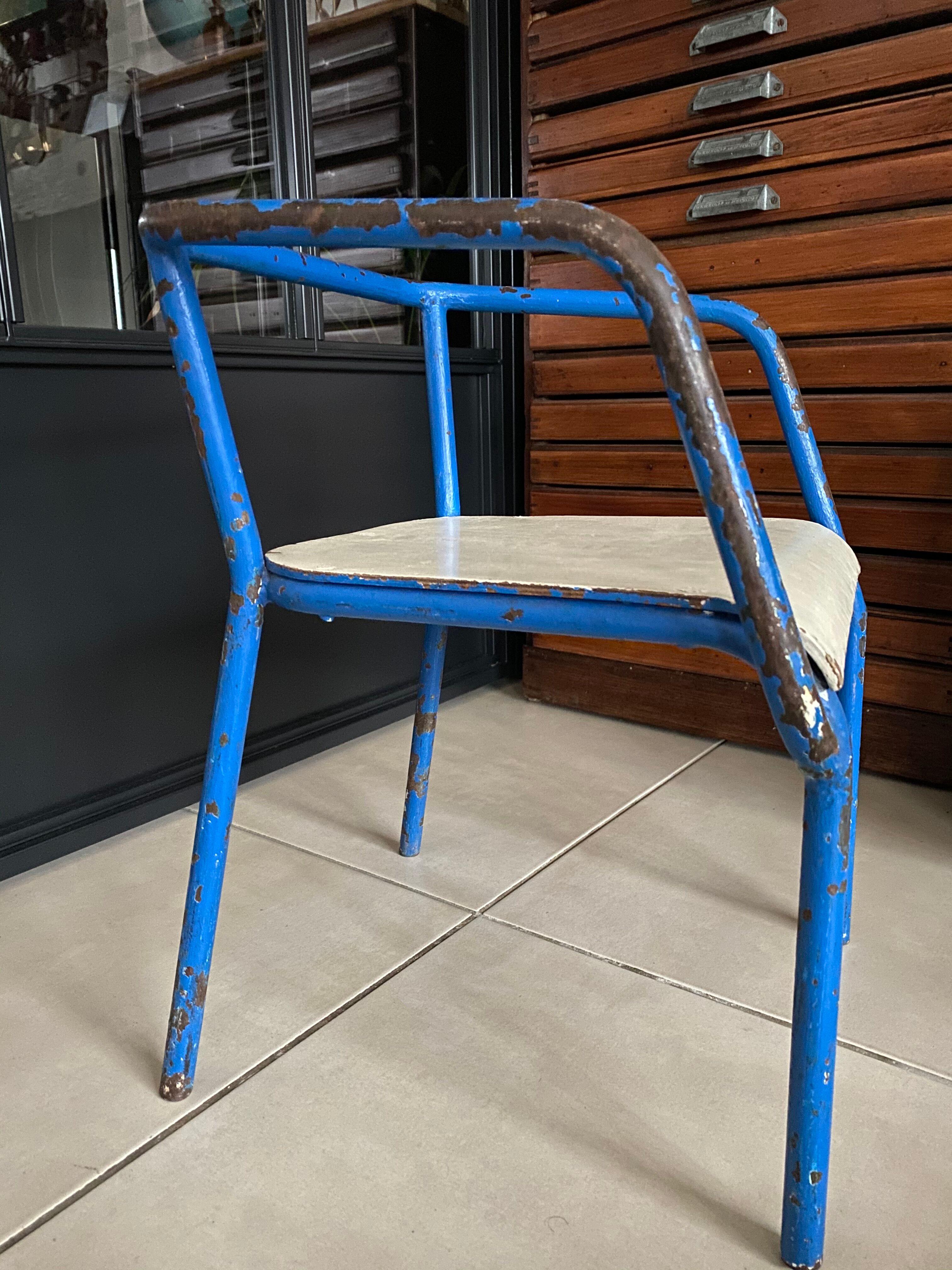 Blue metal child chair