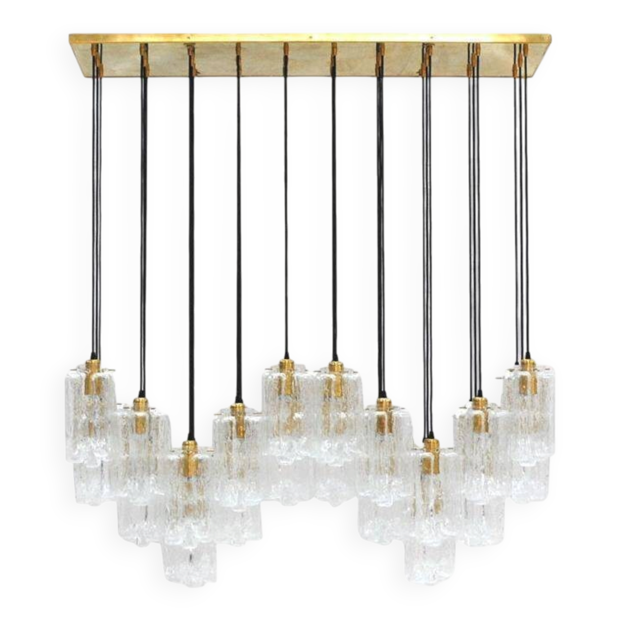 Contemporary Modern Italian Murano Glass and Brass Suspension Lamp