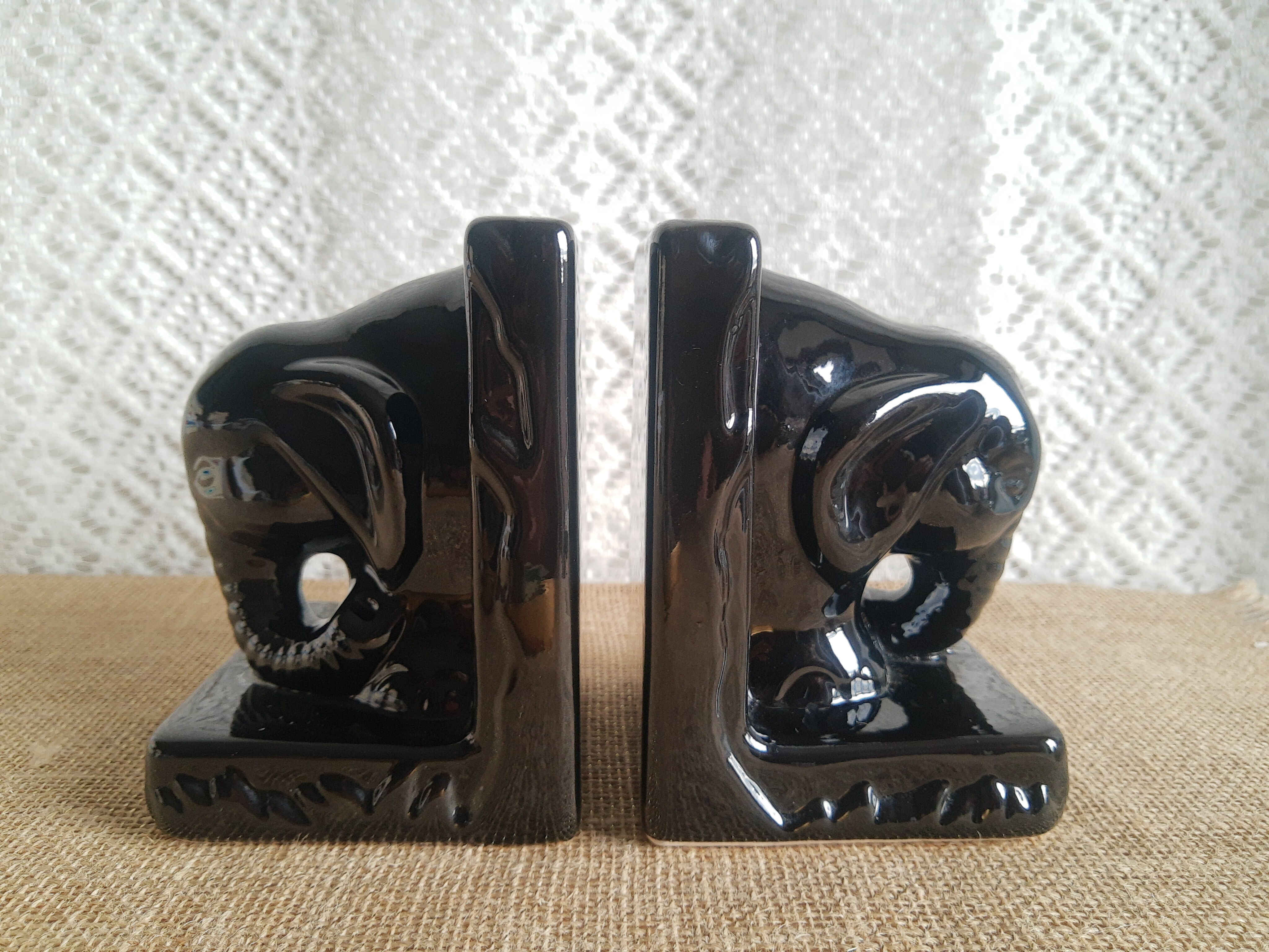 Pair of greenhouse books ceramic vintage elephant