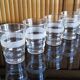 8 granite glasses bordered gold 1950s