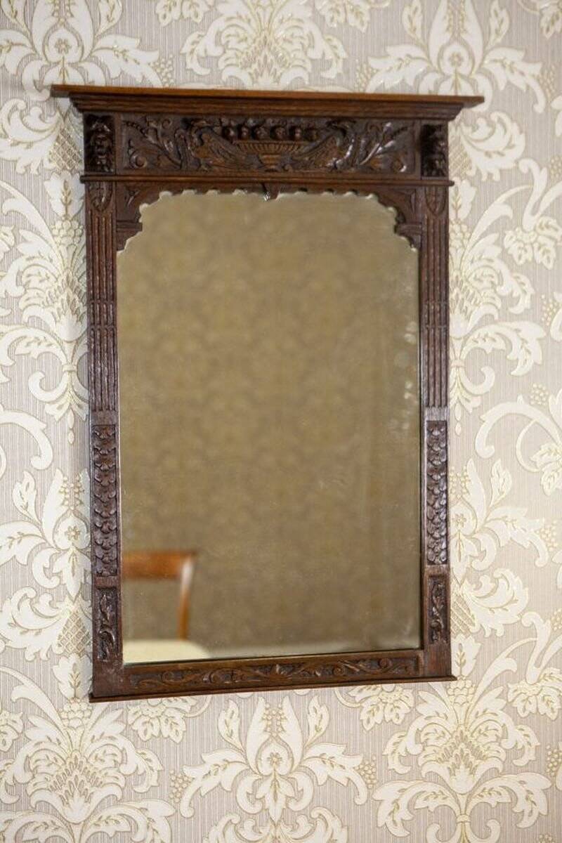 Wall Mirror in Brown Oak Frame, 1930s
