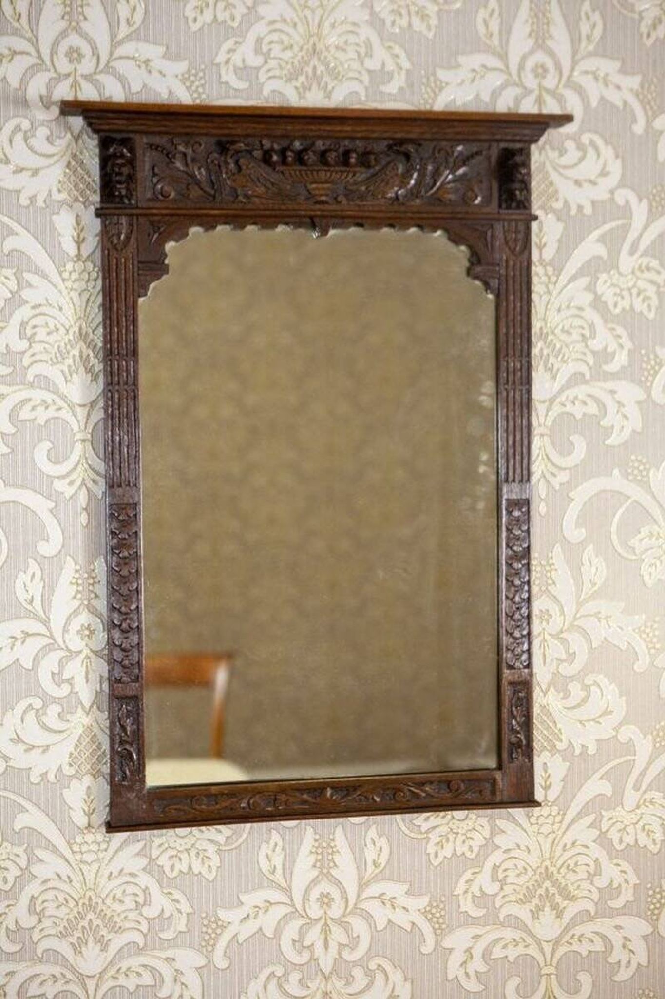 Wall Mirror in Brown Oak Frame, 1930s