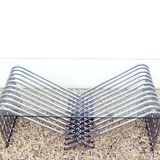 Coffee table in chromed metal and crystal, 1970s
