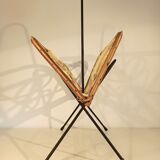 Porte vintage magazine rattan ratin white scoubidou and black metal trample