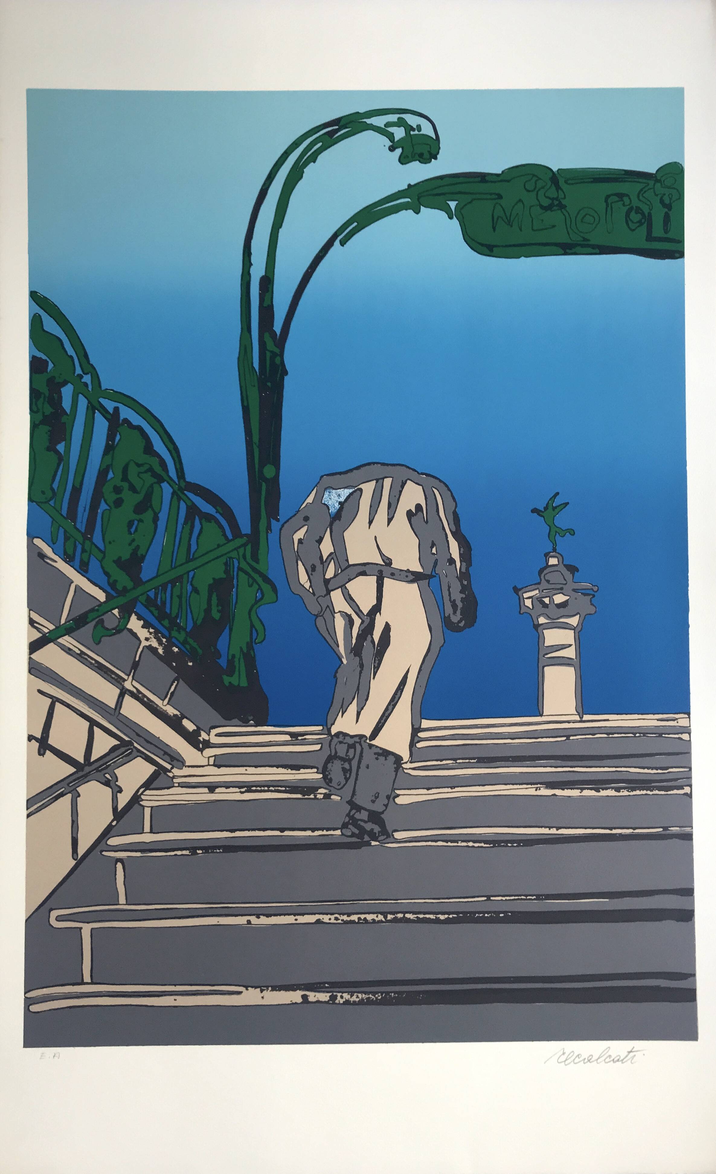 Antonio recalcati, untitled, 1974. original screenprint signed in pencil
