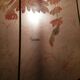 50s oak lamp lamp with hand-painted silk tablet and lampshade