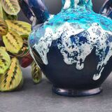 Vallauris vintage iridescent blue fat lava vase?