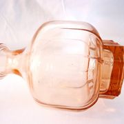 Vintage service in pink salmon glass – Carafe, 8 glasses, and Art Deco tray.