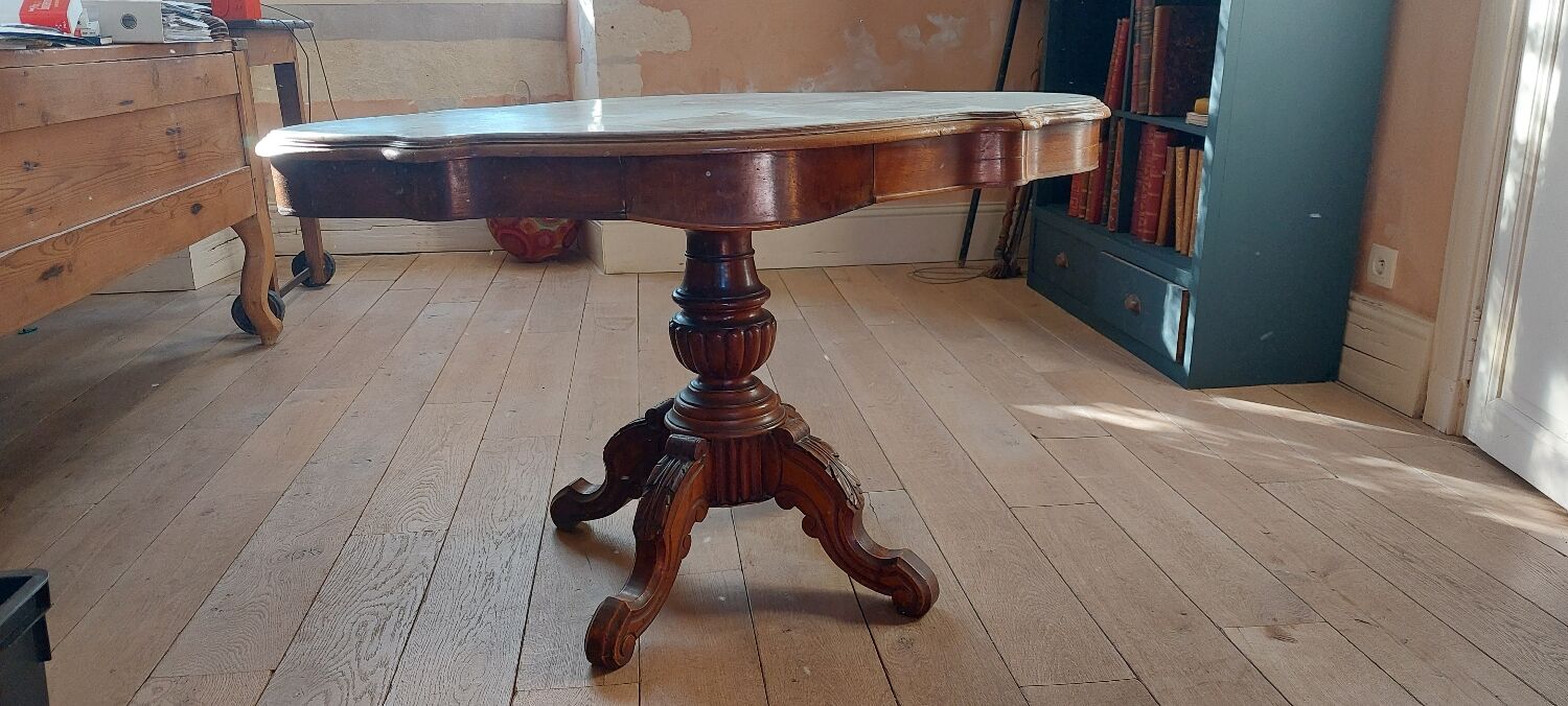 Console table in wood and marble