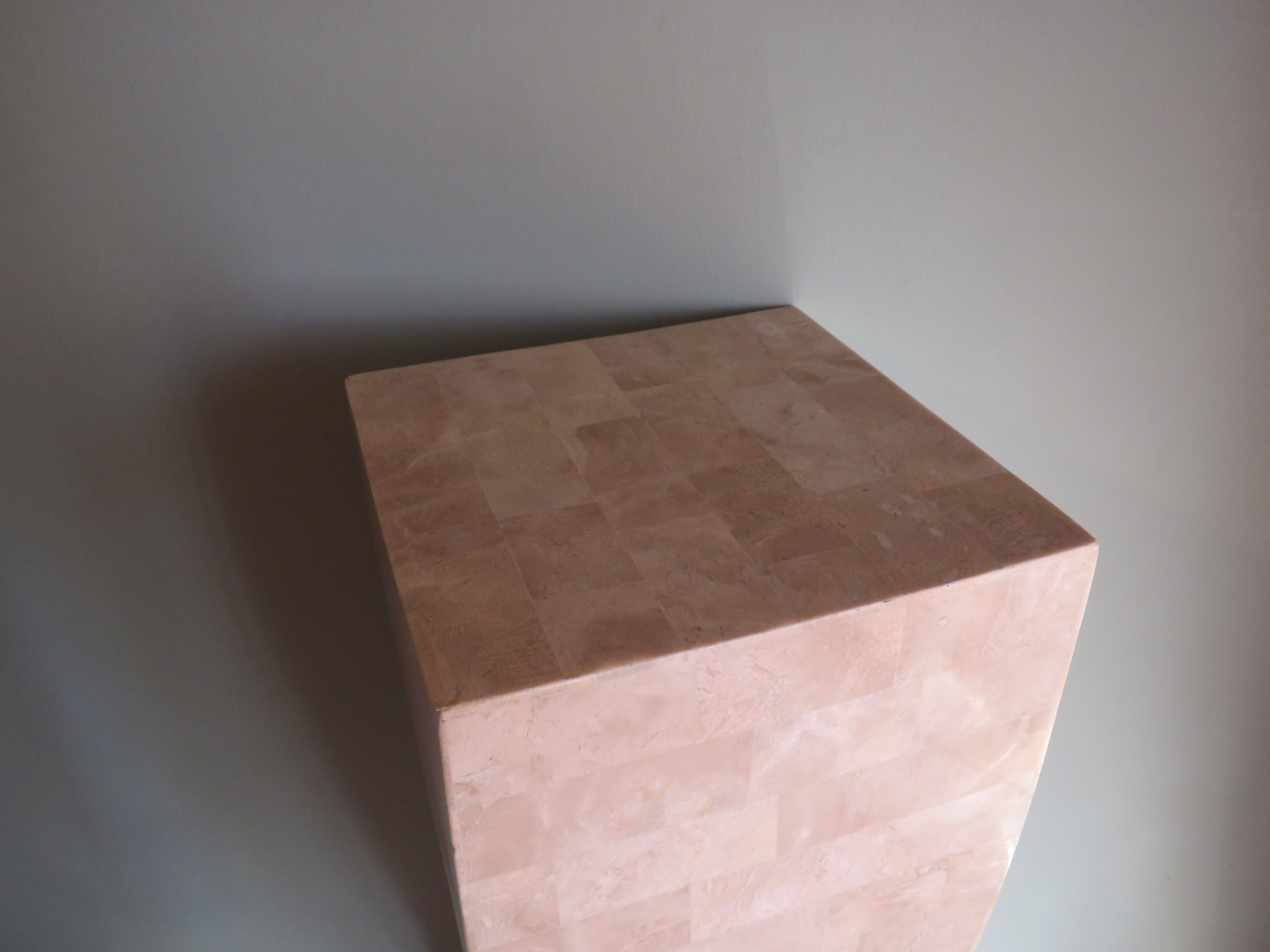 Column, Hollywood Regency style travertine pedestal, 1970s