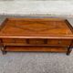 Solid cherry coffee table with 3 drawers in Louis Philippe style, 1980.
