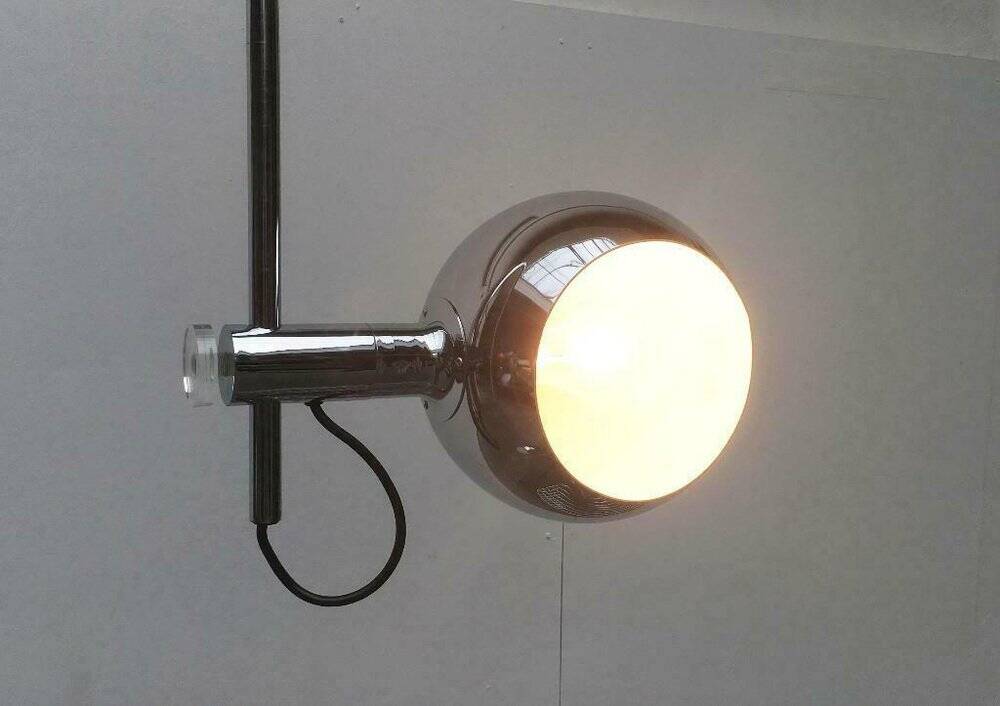 Chrome metal arc floor lamp Space Age mid-century by Cosack, 1960s