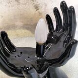 Black and white opaline hand lamp.
