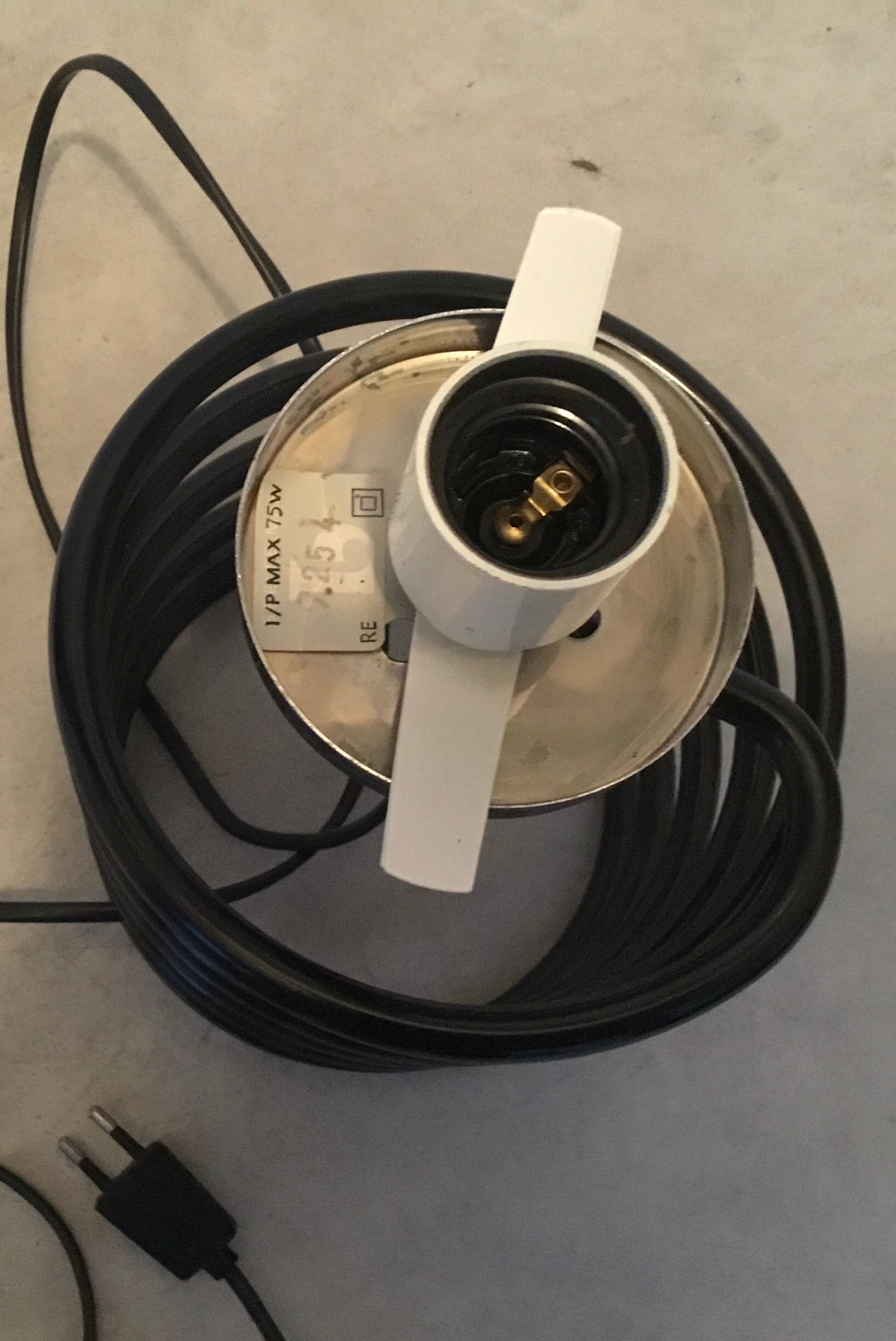 Lamp spring, black metal base and opaline 1980