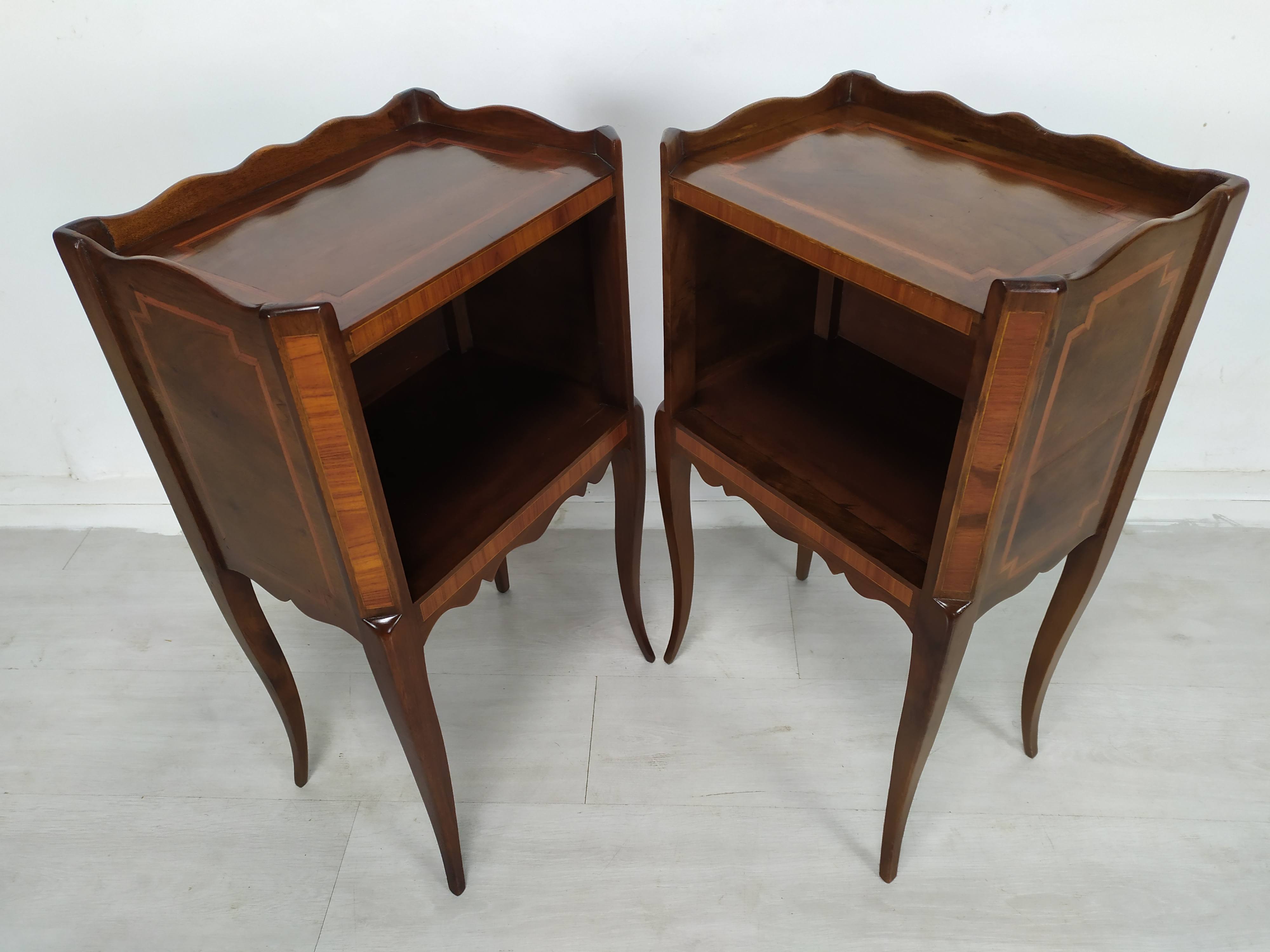 Marquetry bedside tables