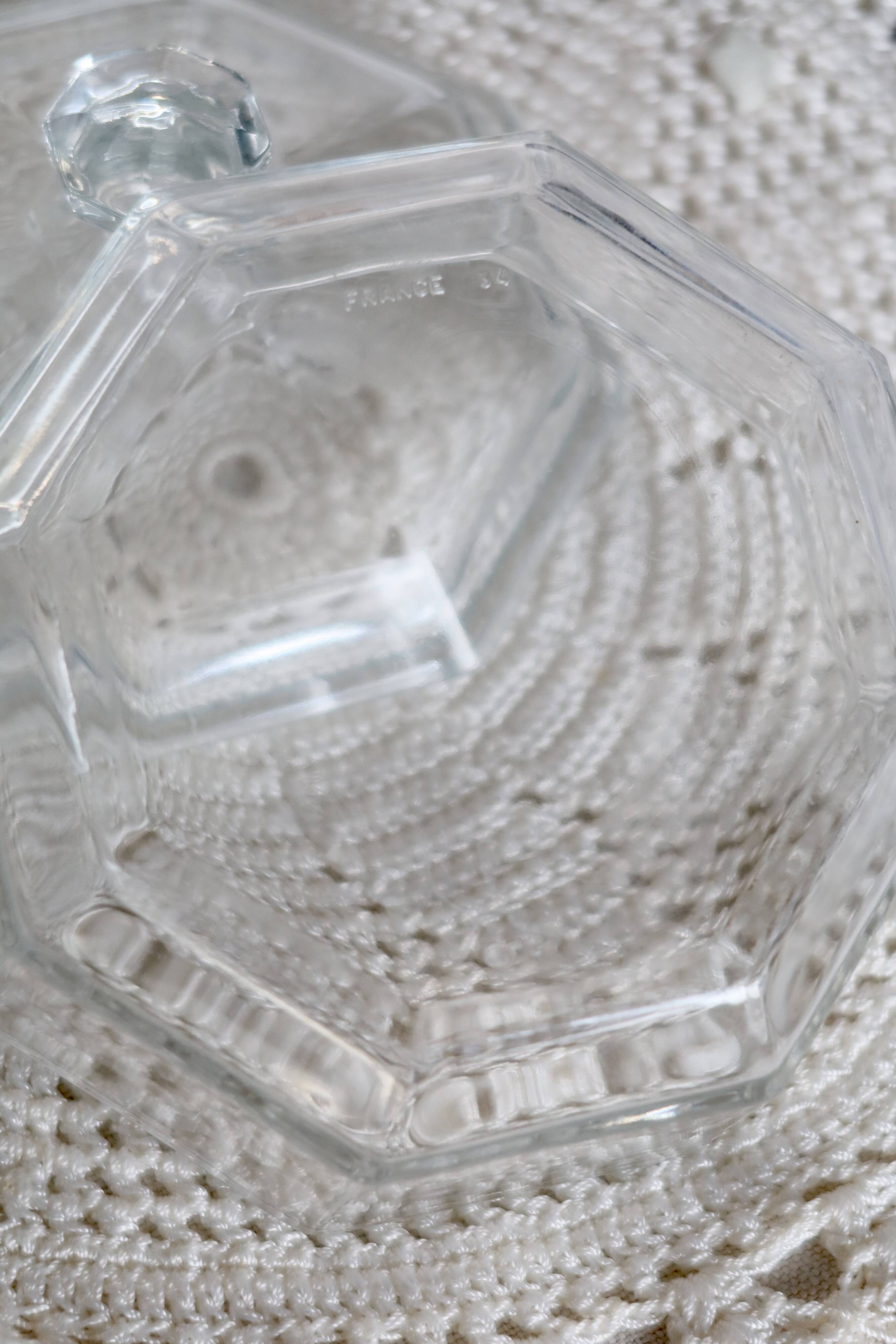 Arcoroc vintage transparent glass sugar bowl