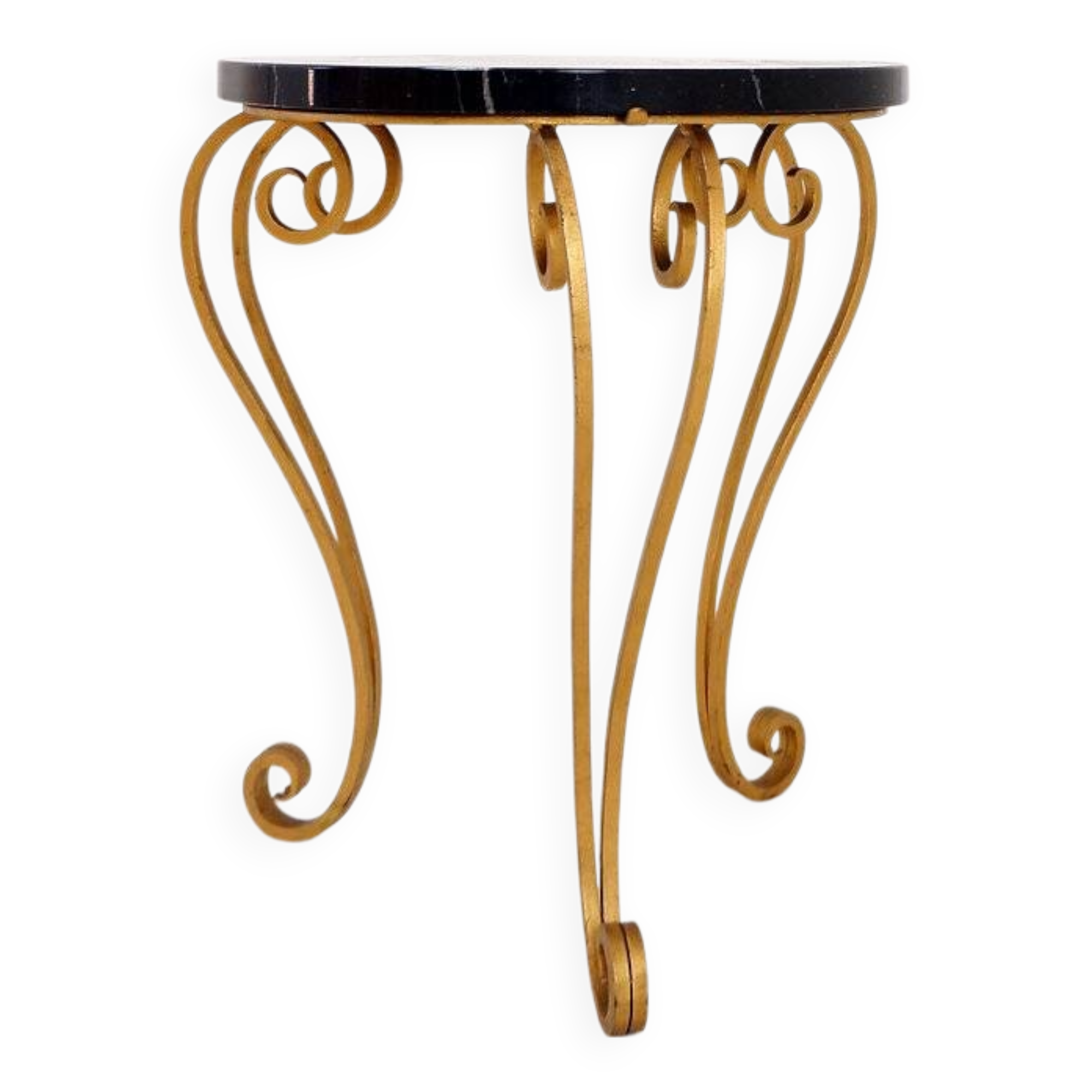 Art Deco Side Table in Marble and Gild Iron