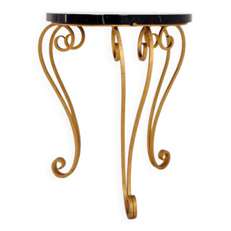 Art Deco Side Table in Marble and Gild Iron