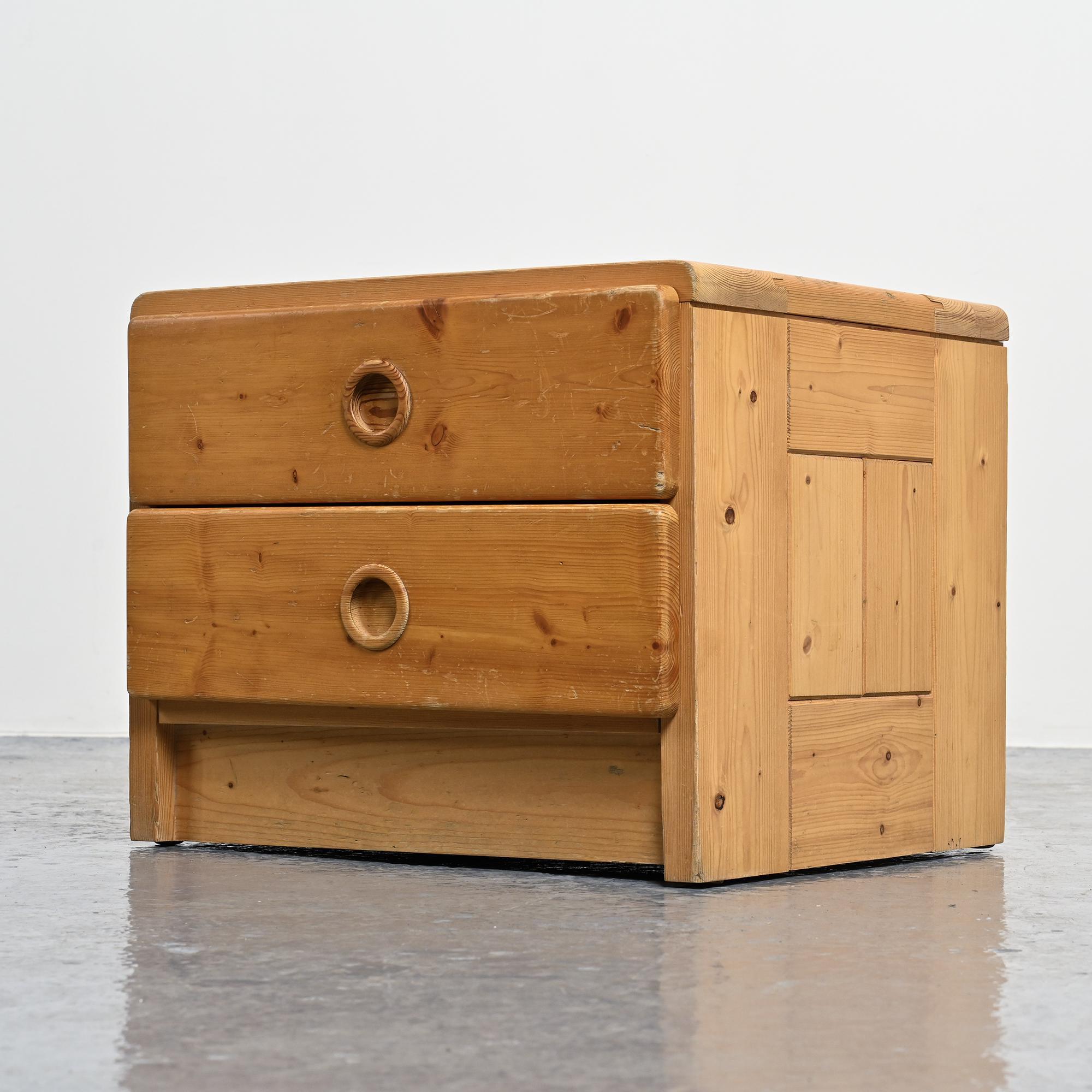 Nightstand made of solid pine, circa 1975.