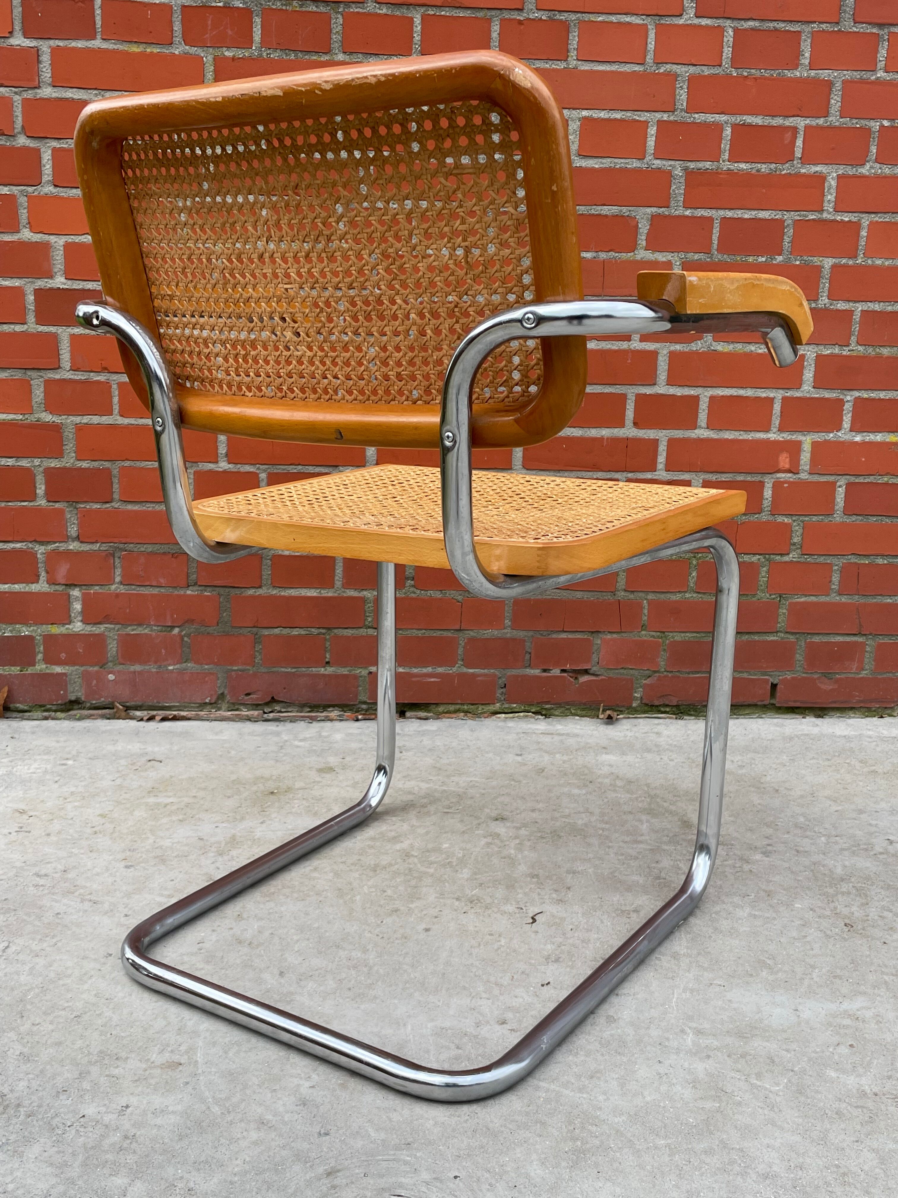 Chair Cesca model with armrests B64 in chrome