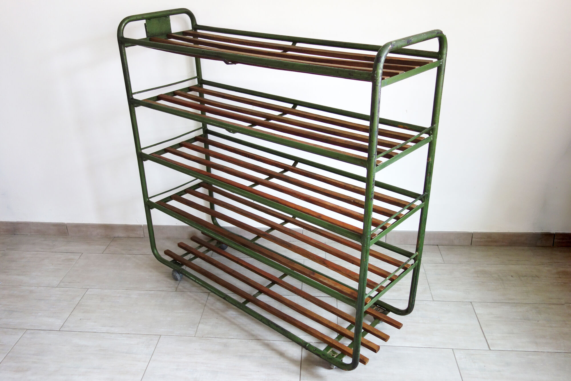Industrial floor, vintage wheeled