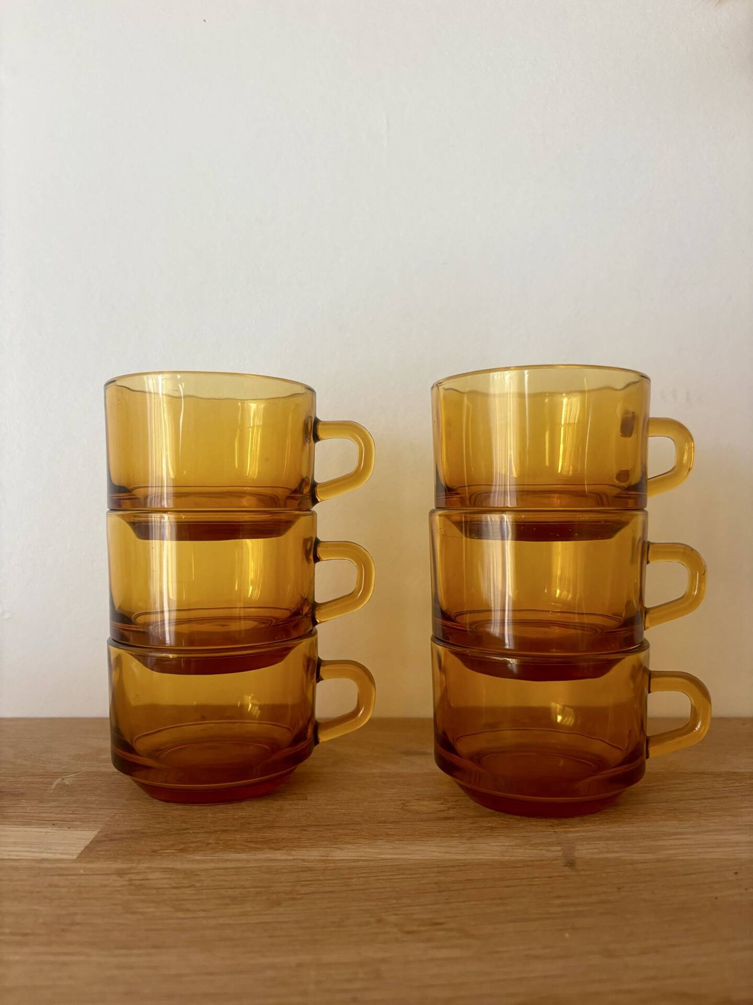 Vintage set of 6 brown coffee cups Vereco