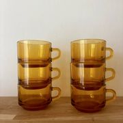 Vintage set of 6 brown coffee cups Vereco