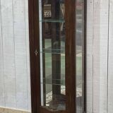 19th century cherry wood display case with black marble top