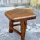 Vintage Brutalist Solid Wood Low Stool