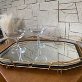 Rectangular service mirror tray with its mirror