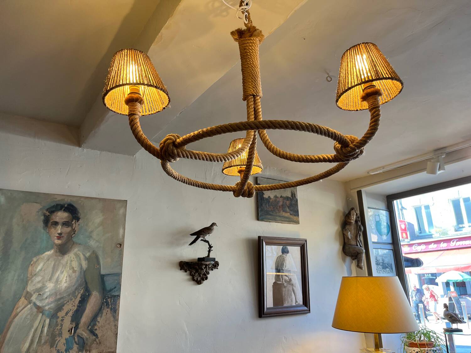 Cord chandelier 1970 Berthes Glasser