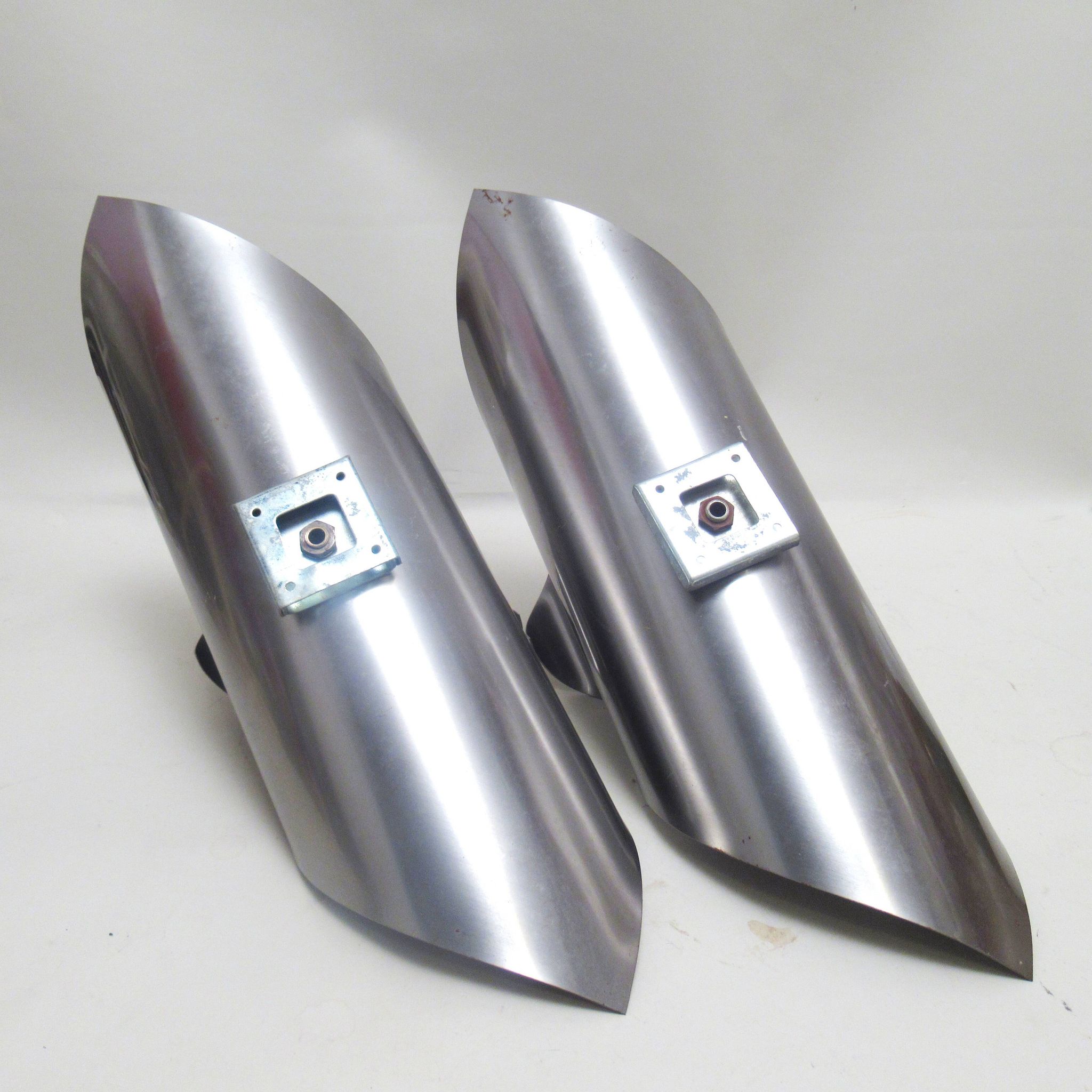 Pair of brushed metal wall lamps 1970