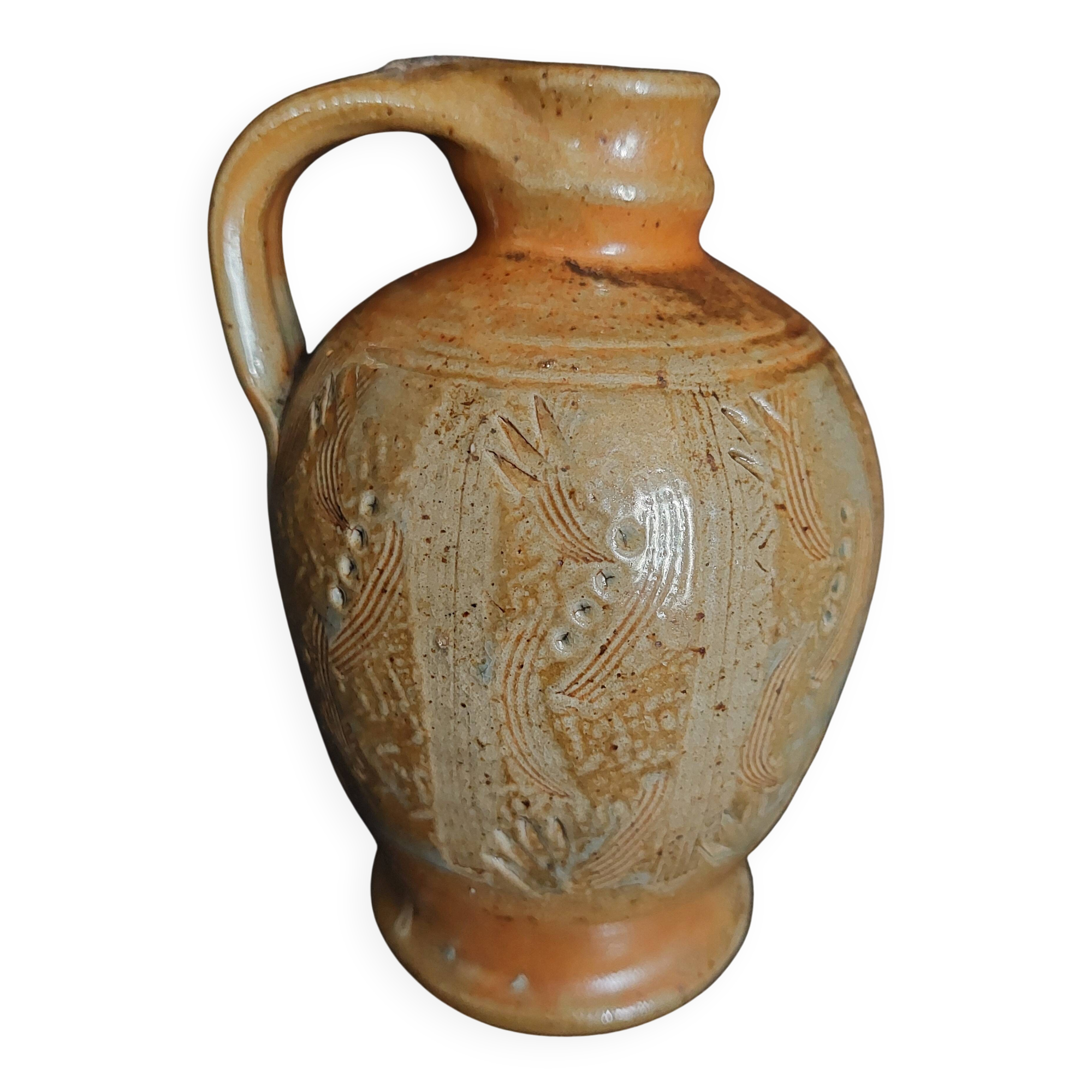 20th century stoneware carafe, salt stoneware, Perrine Léger, the workshop of the upper Gard