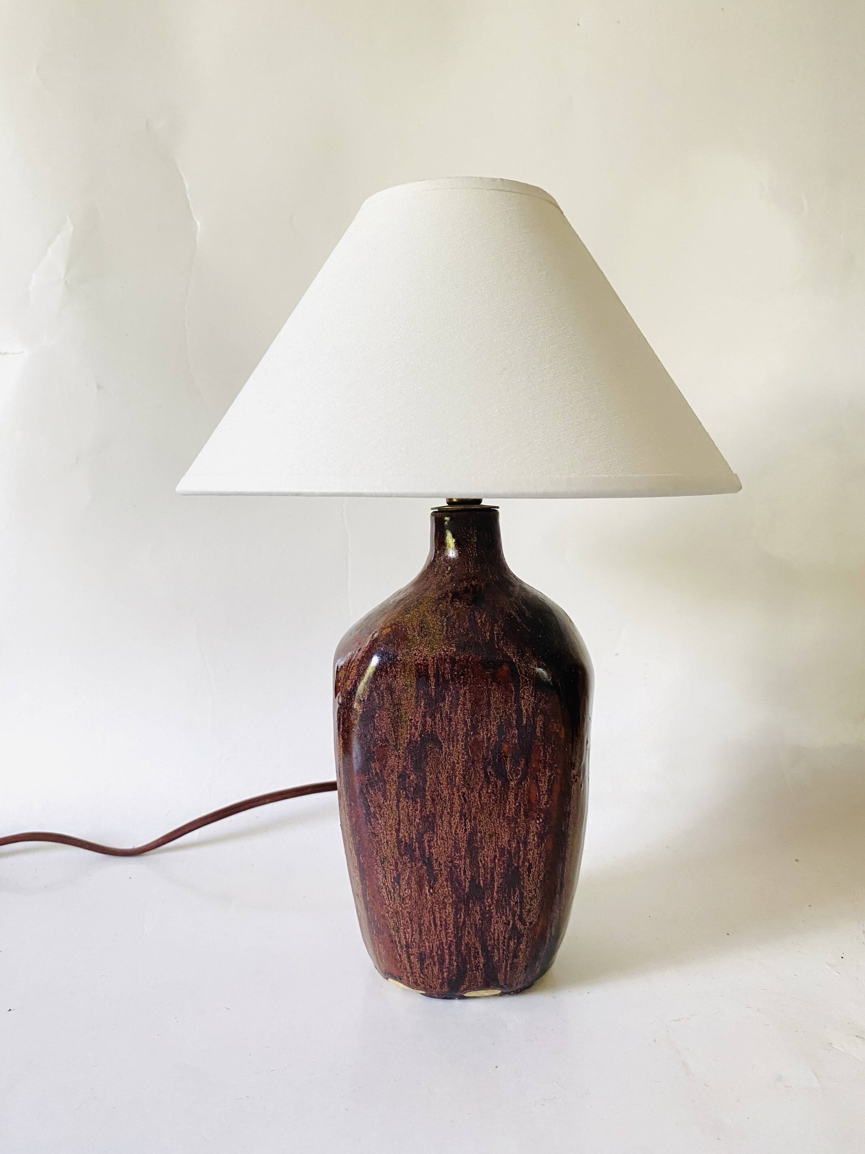 Ceramic lamp, fabric cable, cotton lampshade