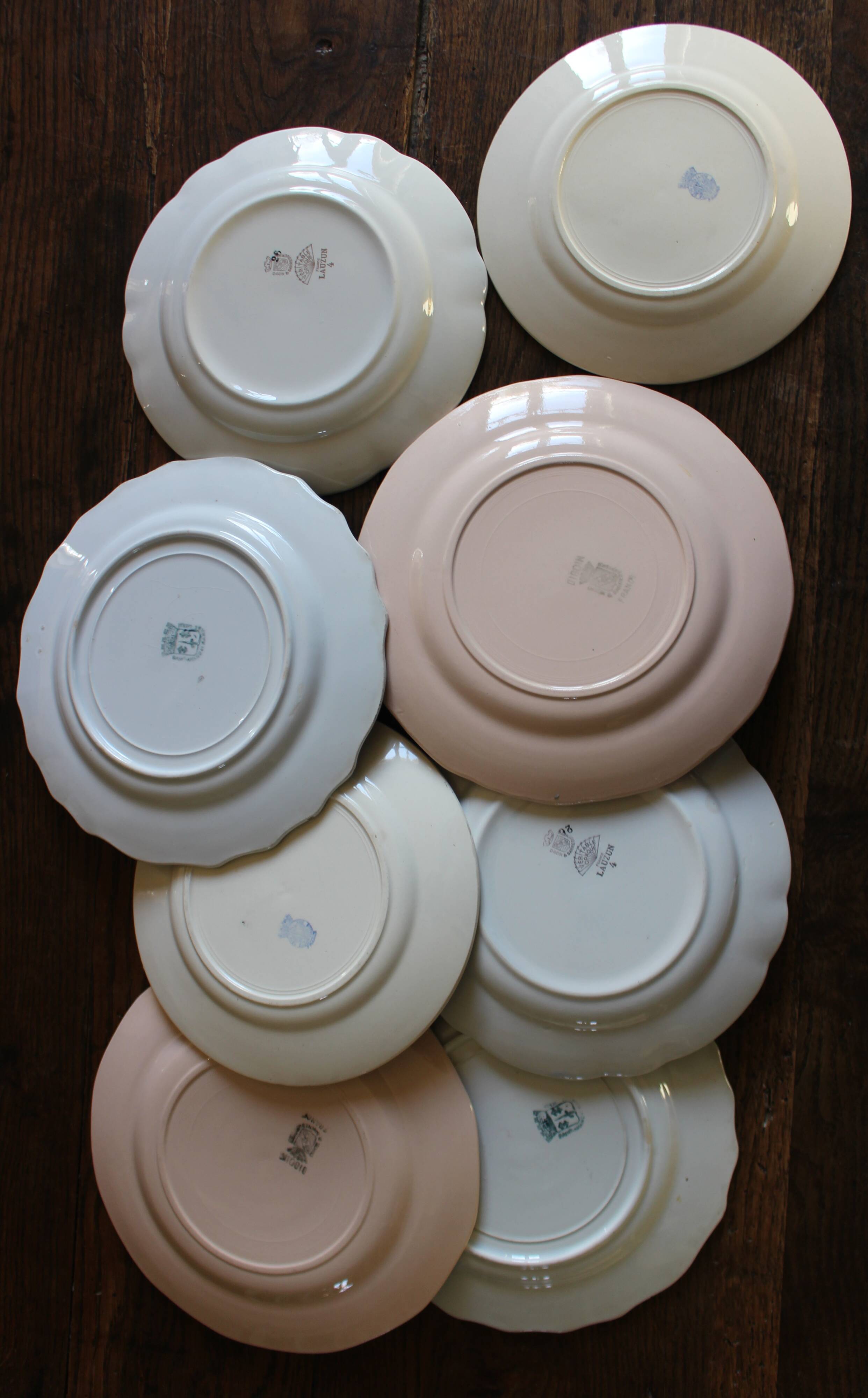 8 small paired plates Badonviller Saint Amand Rose Luzin Digoin Sarreg