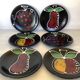 Six black glazed ceramic dessert plates
