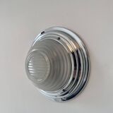 Vintage modernist wall lamp, chrome and sandblasted glass, France 1930