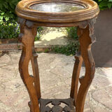 Old harness in wood with marble top