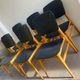 Set of 6 Scandinavian chairs in light wood and black faux leather