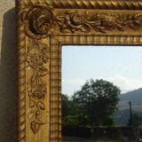 Ancien miroir doré, motifs floraux, 58x69cm